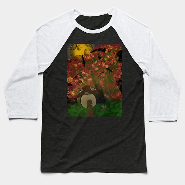 Mushroom House Baseball T-Shirt by Braincave